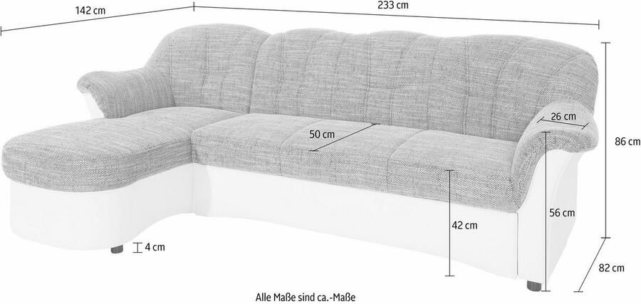 DOMO collection Hoekbank Flores slaapbank B D H: 233 142 86 cm L-vorm naar keuze met slaapfunctie naar keuze met binnenvering ook in leer - Foto 2