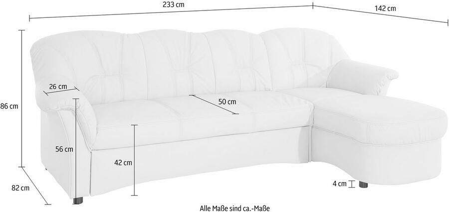 DOMO collection Hoekbank Flores slaapbank B D H: 233 142 86 cm L-vorm naar keuze met slaapfunctie naar keuze met binnenvering ook in leer - Foto 4