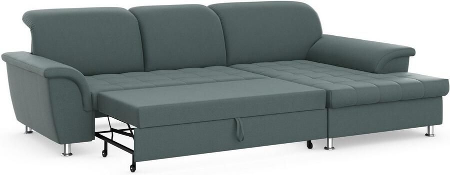 DOMO collection Hoekbank Franzi stiksels op de zitting B7T H: 278x162x80 cm L-model naar keuze met slaapfunctie bedkist en verstelbare hoofdsteun - Foto 5