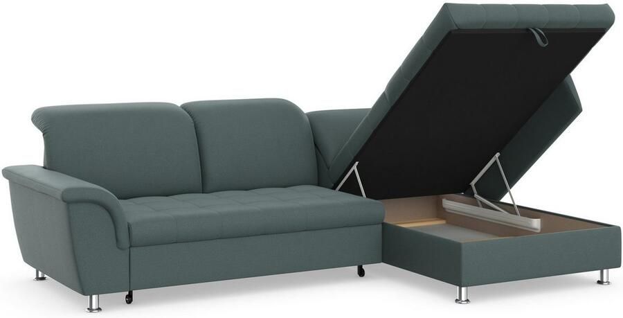 DOMO collection Hoekbank Franzi stiksels op de zitting B7T H: 278x162x80 cm L-model naar keuze met slaapfunctie bedkist en verstelbare hoofdsteun - Foto 4