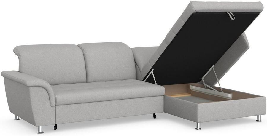 DOMO collection Hoekbank Franzi stiksels op de zitting B7T H: 278x162x80 cm L-model naar keuze met slaapfunctie bedkist en verstelbare hoofdsteun - Foto 4