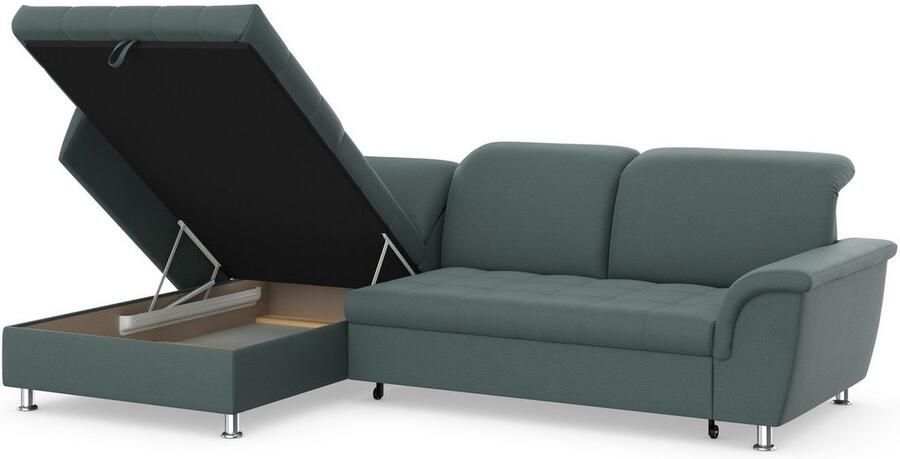 DOMO collection Hoekbank Franzi stiksels op de zitting B7T H: 278x162x80 cm L-model naar keuze met slaapfunctie bedkist en verstelbare hoofdsteun - Foto 5