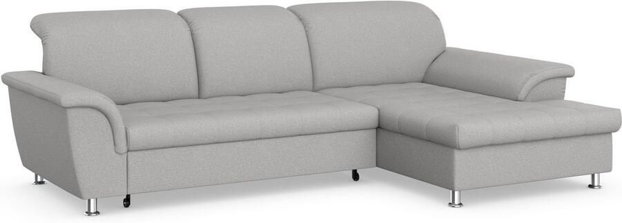 DOMO collection Hoekbank Franzi stiksels op de zitting B7T H: 278x162x80 cm L-model naar keuze met slaapfunctie bedkist en verstelbare hoofdsteun - Foto 6