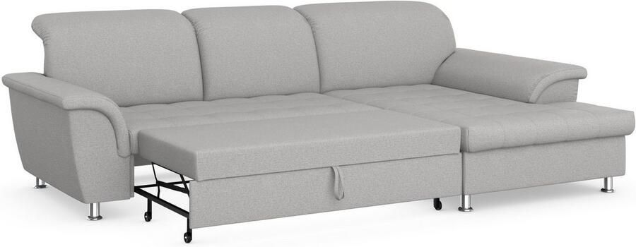 DOMO collection Hoekbank Franzi stiksels op de zitting B7T H: 278x162x80 cm L-model naar keuze met slaapfunctie bedkist en verstelbare hoofdsteun - Foto 5