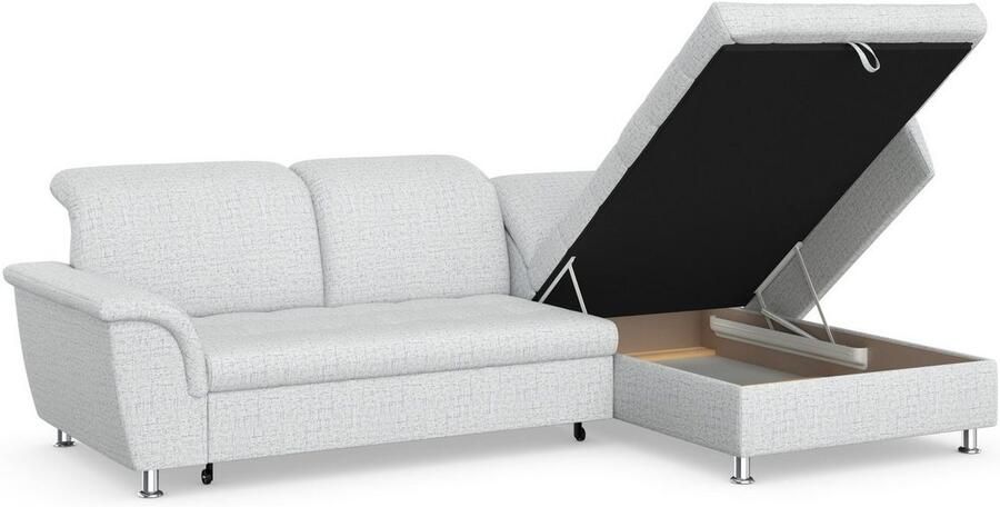 DOMO collection Hoekbank Franzi stiksels op de zitting B7T H: 278x162x80 cm L-model naar keuze met slaapfunctie bedkist en verstelbare hoofdsteun - Foto 4