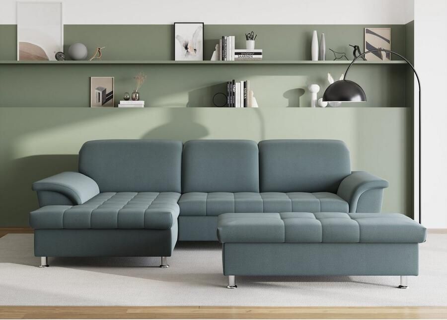 DOMO collection Hoekbank Franzi stiksels op de zitting B7T H: 278x162x80 cm L-model naar keuze met slaapfunctie bedkist en verstelbare hoofdsteun - Foto 3