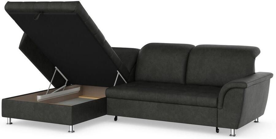 DOMO collection Hoekbank Franzi stiksels op de zitting B7T H: 278x162x80 cm L-model naar keuze met slaapfunctie bedkist en verstelbare hoofdsteun - Foto 4