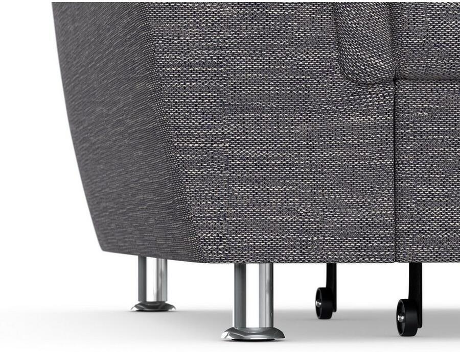 DOMO collection Hoekbank Franzi stiksels op de zitting B7T H: 278x162x80 cm L-model naar keuze met slaapfunctie bedkist en verstelbare hoofdsteun