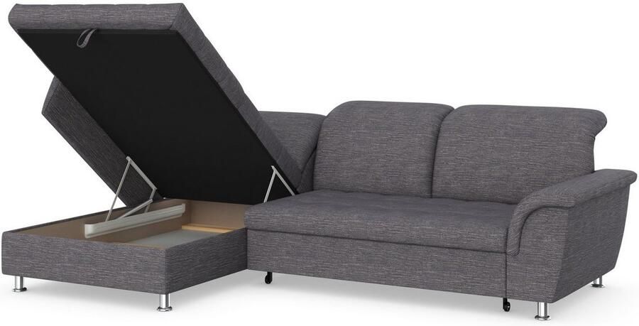 DOMO collection Hoekbank Franzi stiksels op de zitting B7T H: 278x162x80 cm L-model naar keuze met slaapfunctie bedkist en verstelbare hoofdsteun - Foto 4