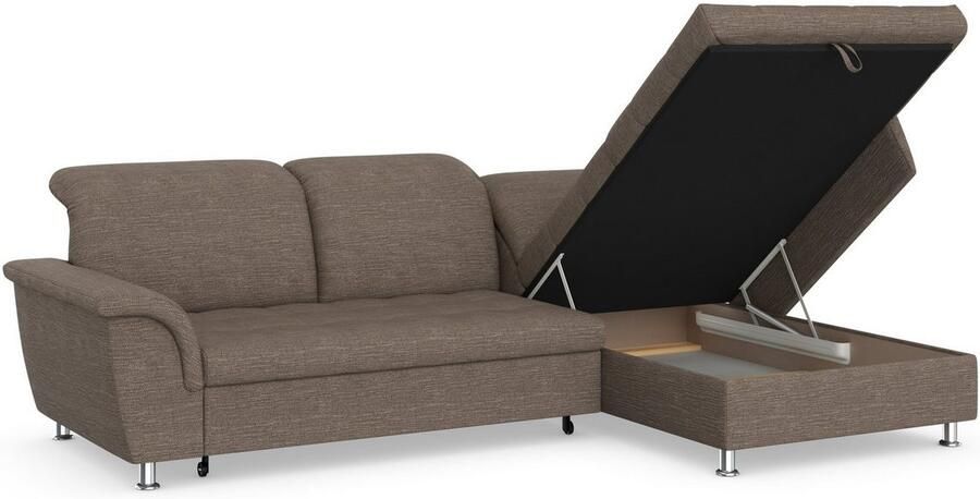 DOMO collection Hoekbank Franzi stiksels op de zitting B7T H: 278x162x80 cm L-model naar keuze met slaapfunctie bedkist en verstelbare hoofdsteun - Foto 4