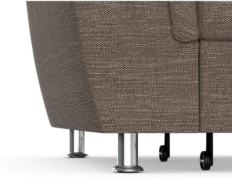 DOMO collection Hoekbank Franzi stiksels op de zitting B7T H: 278x162x80 cm L-model naar keuze met slaapfunctie bedkist en verstelbare hoofdsteun