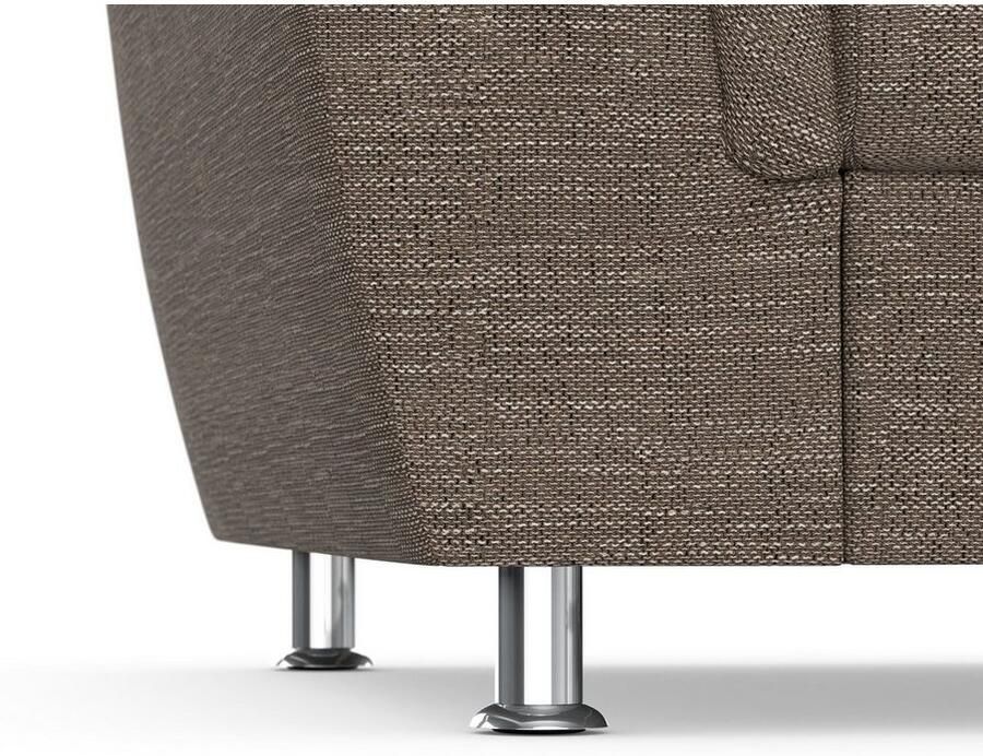 DOMO collection Hoekbank Franzi stiksels op de zitting B7T H: 278x162x80 cm L-model naar keuze met slaapfunctie bedkist en verstelbare hoofdsteun