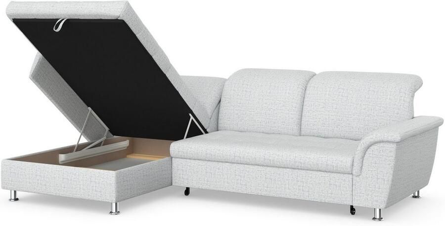 DOMO collection Hoekbank Franzi stiksels op de zitting B7T H: 278x162x80 cm L-model naar keuze met slaapfunctie bedkist en verstelbare hoofdsteun - Foto 4