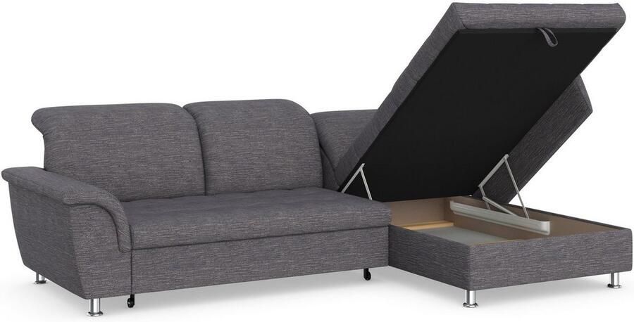 DOMO collection Hoekbank Franzi stiksels op de zitting B7T H: 278x162x80 cm L-model naar keuze met slaapfunctie bedkist en verstelbare hoofdsteun - Foto 4