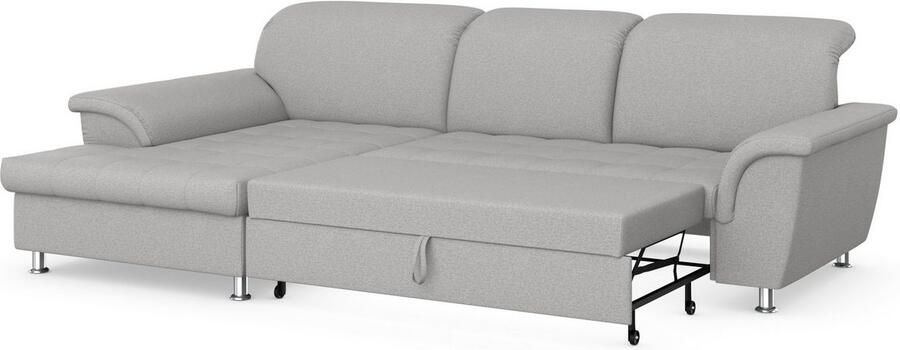 DOMO collection Hoekbank Franzi stiksels op de zitting B7T H: 278x162x80 cm L-model naar keuze met slaapfunctie bedkist en verstelbare hoofdsteun - Foto 6