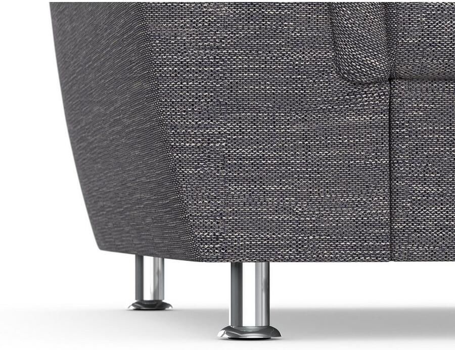 DOMO collection Hoekbank Franzi stiksels op de zitting B7T H: 278x162x80 cm L-model naar keuze met slaapfunctie bedkist en verstelbare hoofdsteun