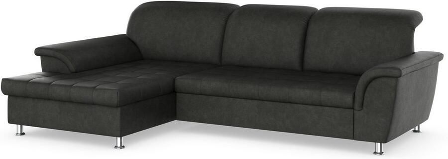 DOMO collection Hoekbank Franzi stiksels op de zitting B7T H: 278x162x80 cm L-model naar keuze met slaapfunctie bedkist en verstelbare hoofdsteun - Foto 3