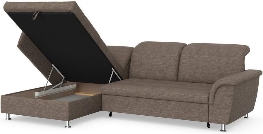 DOMO collection Hoekbank Franzi stiksels op de zitting B7T H: 278x162x80 cm L-model naar keuze met slaapfunctie bedkist en verstelbare hoofdsteun - Foto 5