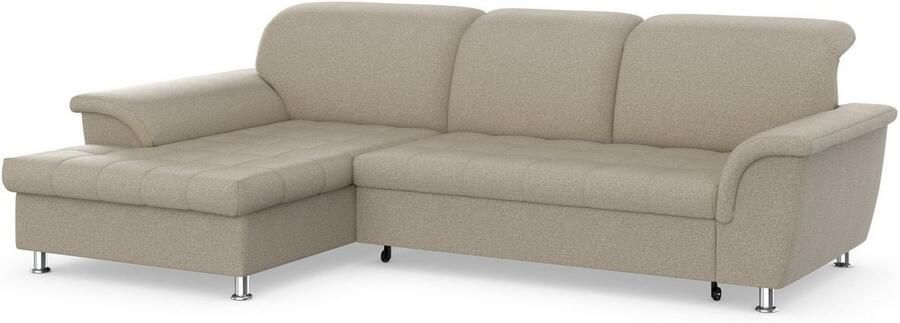 DOMO collection Hoekbank Franzi stiksels op de zitting B7T H: 278x162x80 cm L-model naar keuze met slaapfunctie bedkist en verstelbare hoofdsteun - Foto 6