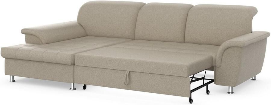 DOMO collection Hoekbank Franzi stiksels op de zitting B7T H: 278x162x80 cm L-model naar keuze met slaapfunctie bedkist en verstelbare hoofdsteun - Foto 5