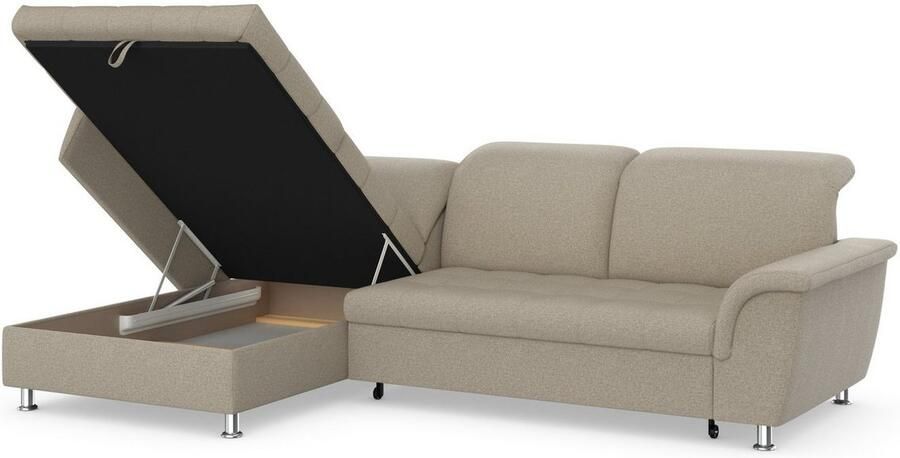 DOMO collection Hoekbank Franzi stiksels op de zitting B7T H: 278x162x80 cm L-model naar keuze met slaapfunctie bedkist en verstelbare hoofdsteun - Foto 4