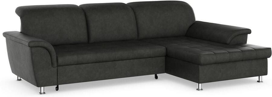 DOMO collection Hoekbank Franzi stiksels op de zitting B7T H: 278x162x80 cm L-model naar keuze met slaapfunctie bedkist en verstelbare hoofdsteun - Foto 6