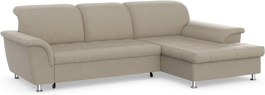 DOMO collection Hoekbank Franzi stiksels op de zitting B7T H: 278x162x80 cm L-model naar keuze met slaapfunctie bedkist en verstelbare hoofdsteun - Foto 6