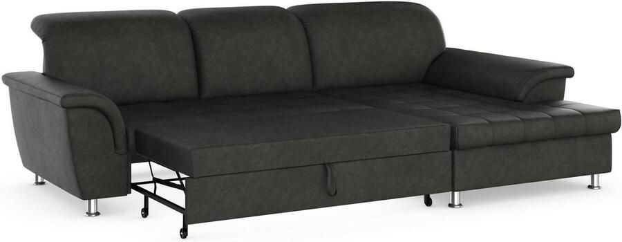 DOMO collection Hoekbank Franzi stiksels op de zitting B7T H: 278x162x80 cm L-model naar keuze met slaapfunctie bedkist en verstelbare hoofdsteun - Foto 5