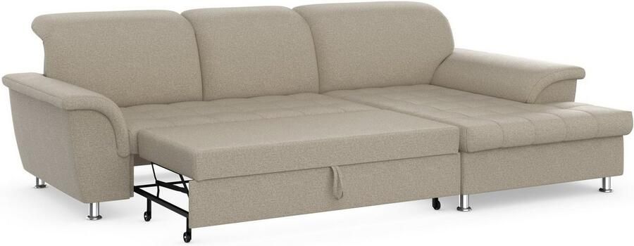 DOMO collection Hoekbank Franzi stiksels op de zitting B7T H: 278x162x80 cm L-model naar keuze met slaapfunctie bedkist en verstelbare hoofdsteun - Foto 5