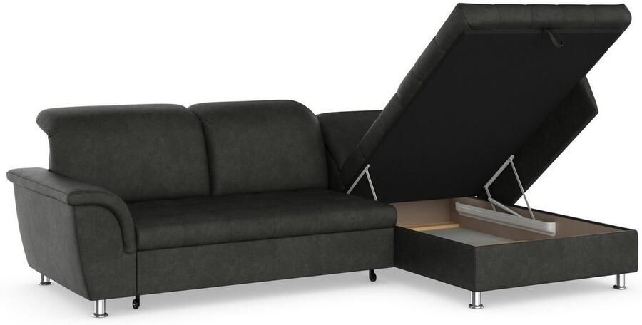 DOMO collection Hoekbank Franzi stiksels op de zitting B7T H: 278x162x80 cm L-model naar keuze met slaapfunctie bedkist en verstelbare hoofdsteun - Foto 4