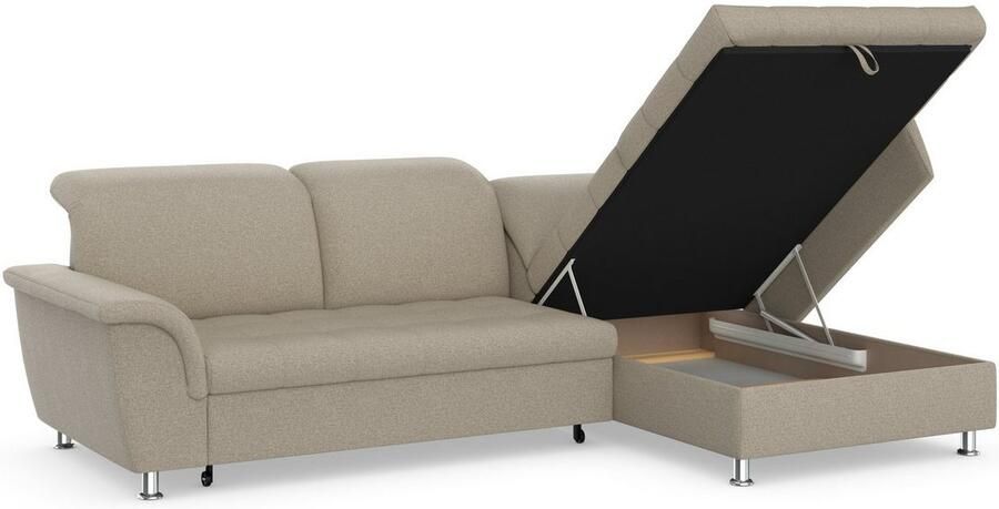 DOMO collection Hoekbank Franzi stiksels op de zitting B7T H: 278x162x80 cm L-model naar keuze met slaapfunctie bedkist en verstelbare hoofdsteun - Foto 4