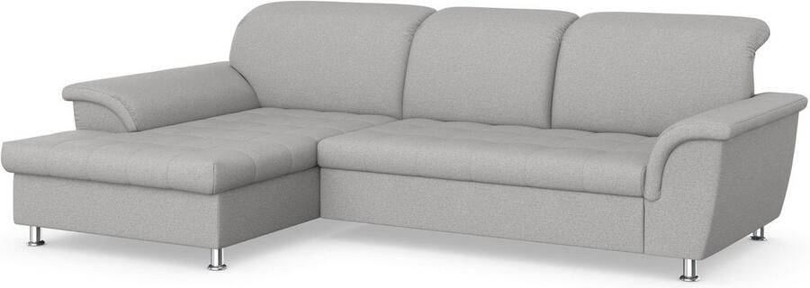 DOMO collection Hoekbank Franzi stiksels op de zitting B7T H: 278x162x80 cm L-model naar keuze met slaapfunctie bedkist en verstelbare hoofdsteun - Foto 3