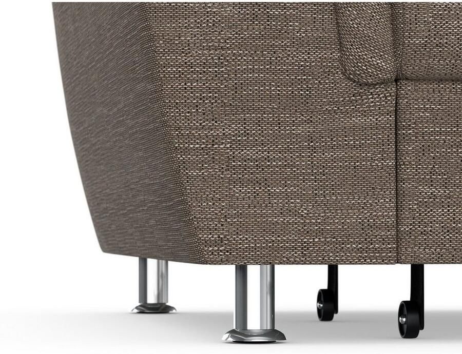 DOMO collection Hoekbank Franzi stiksels op de zitting B7T H: 278x162x80 cm L-model naar keuze met slaapfunctie bedkist en verstelbare hoofdsteun