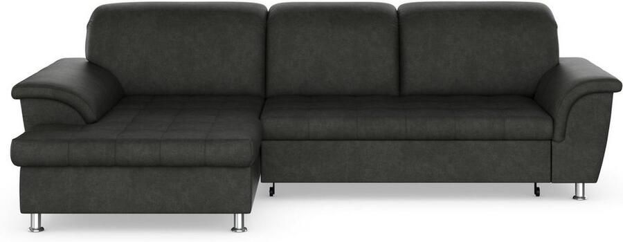 DOMO collection Hoekbank Franzi stiksels op de zitting B7T H: 278x162x80 cm L-model naar keuze met slaapfunctie bedkist en verstelbare hoofdsteun - Foto 4