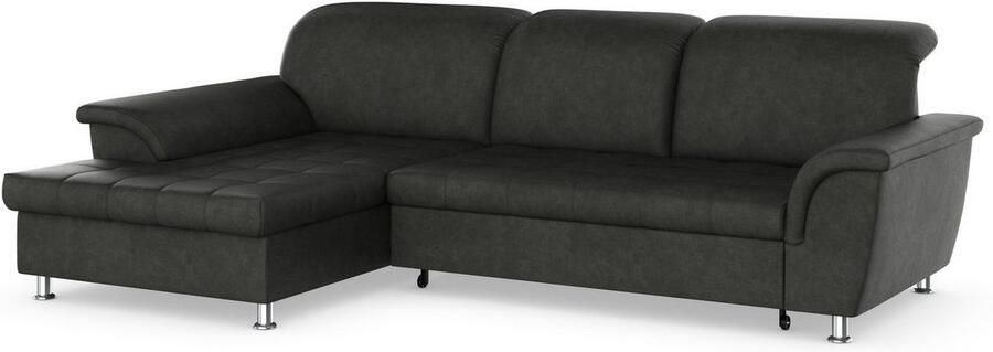 DOMO collection Hoekbank Franzi stiksels op de zitting B7T H: 278x162x80 cm L-model naar keuze met slaapfunctie bedkist en verstelbare hoofdsteun - Foto 5