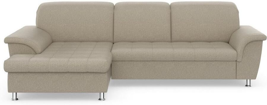 DOMO collection Hoekbank Franzi stiksels op de zitting B7T H: 278x162x80 cm L-model naar keuze met slaapfunctie bedkist en verstelbare hoofdsteun - Foto 5