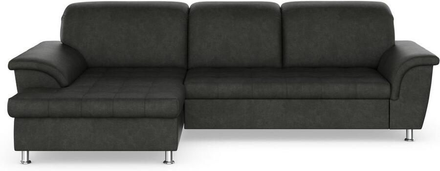 DOMO collection Hoekbank Franzi stiksels op de zitting B7T H: 278x162x80 cm L-model naar keuze met slaapfunctie bedkist en verstelbare hoofdsteun - Foto 4