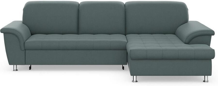 DOMO collection Hoekbank Franzi stiksels op de zitting B7T H: 278x162x80 cm L-model naar keuze met slaapfunctie bedkist en verstelbare hoofdsteun - Foto 6