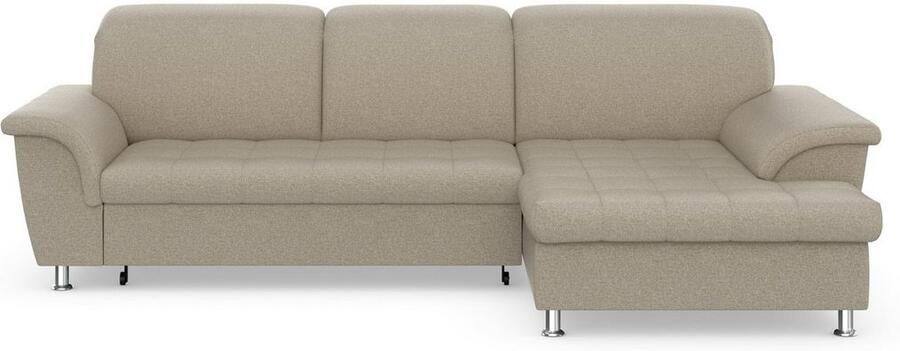 DOMO collection Hoekbank Franzi stiksels op de zitting B7T H: 278x162x80 cm L-model naar keuze met slaapfunctie bedkist en verstelbare hoofdsteun - Foto 6