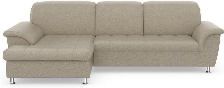 DOMO collection Hoekbank Franzi stiksels op de zitting B7T H: 278x162x80 cm L-model naar keuze met slaapfunctie bedkist en verstelbare hoofdsteun - Foto 4