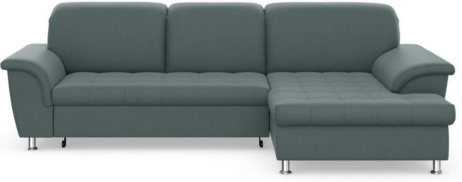 DOMO collection Hoekbank Franzi stiksels op de zitting B7T H: 278x162x80 cm L-model naar keuze met slaapfunctie bedkist en verstelbare hoofdsteun - Foto 6