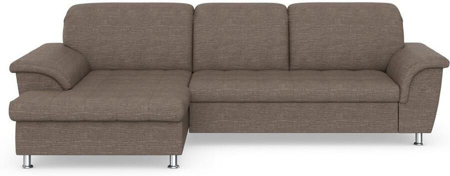 DOMO collection Hoekbank Franzi stiksels op de zitting B7T H: 278x162x80 cm L-model naar keuze met slaapfunctie bedkist en verstelbare hoofdsteun - Foto 5