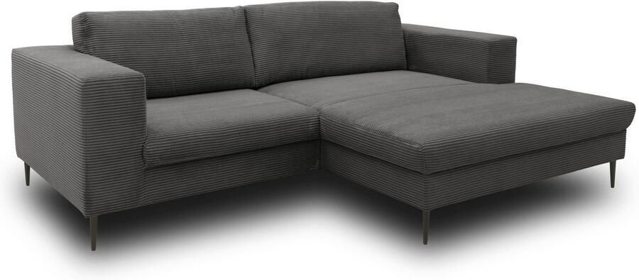 DOMO collection Hoekbank Modica compact en elegant breedte 244 L-vorm moderne uitstraling met extra brede chaise longue ook in corduroy - Foto 4