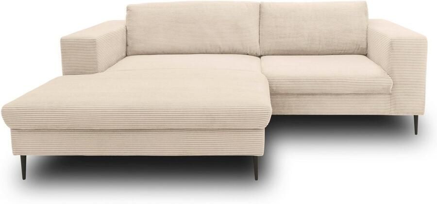 DOMO collection Hoekbank Modica compact en elegant breedte 244 L-vorm moderne uitstraling met extra brede chaise longue ook in corduroy - Foto 3