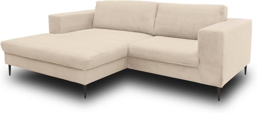 DOMO collection Hoekbank Modica compact en elegant breedte 244 L-vorm moderne uitstraling met extra brede chaise longue ook in corduroy - Foto 4