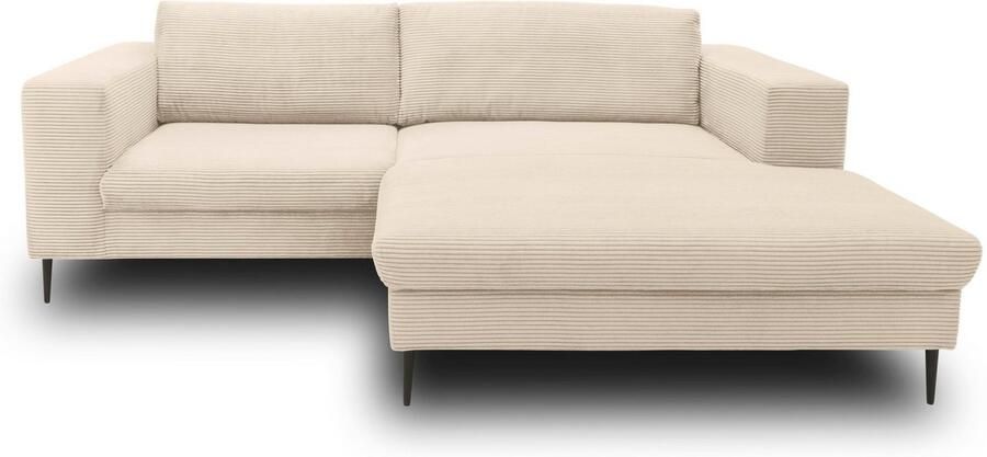 DOMO collection Hoekbank Modica compact en elegant breedte 244 L-vorm moderne uitstraling met extra brede chaise longue ook in corduroy - Foto 3