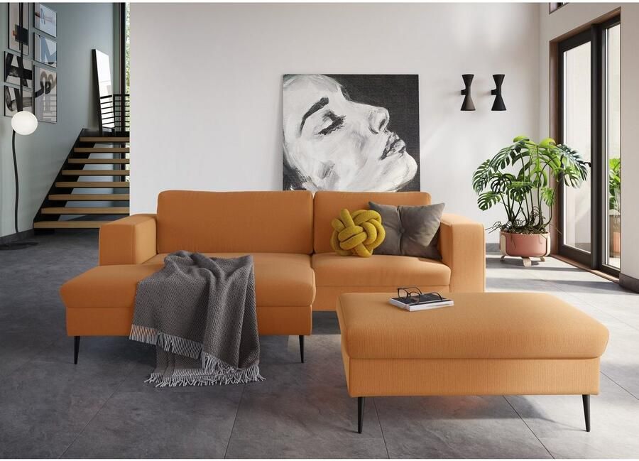 DOMO collection Hoekbank Modica compact en elegant breedte 244 L-vorm moderne uitstraling met extra brede chaise longue ook in corduroy - Foto 2