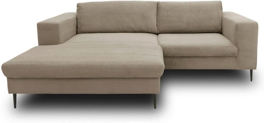 DOMO collection Hoekbank Modica compact en elegant breedte 244 L-vorm moderne uitstraling met extra brede chaise longue ook in corduroy - Foto 5