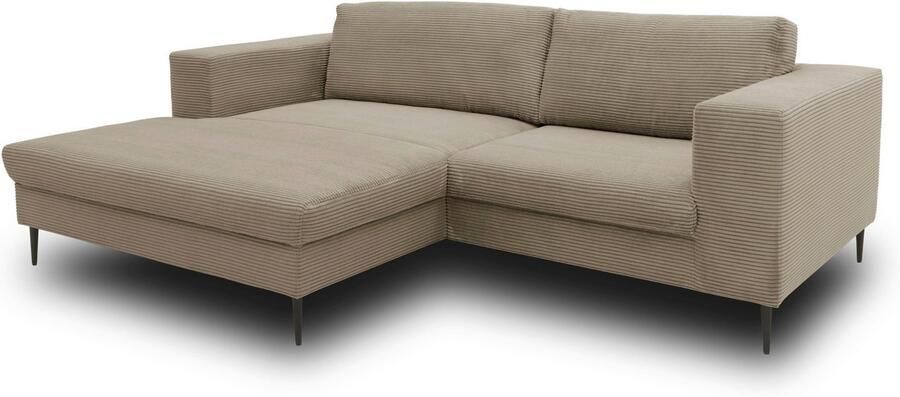 DOMO collection Hoekbank Modica compact en elegant breedte 244 L-vorm moderne uitstraling met extra brede chaise longue ook in corduroy - Foto 6