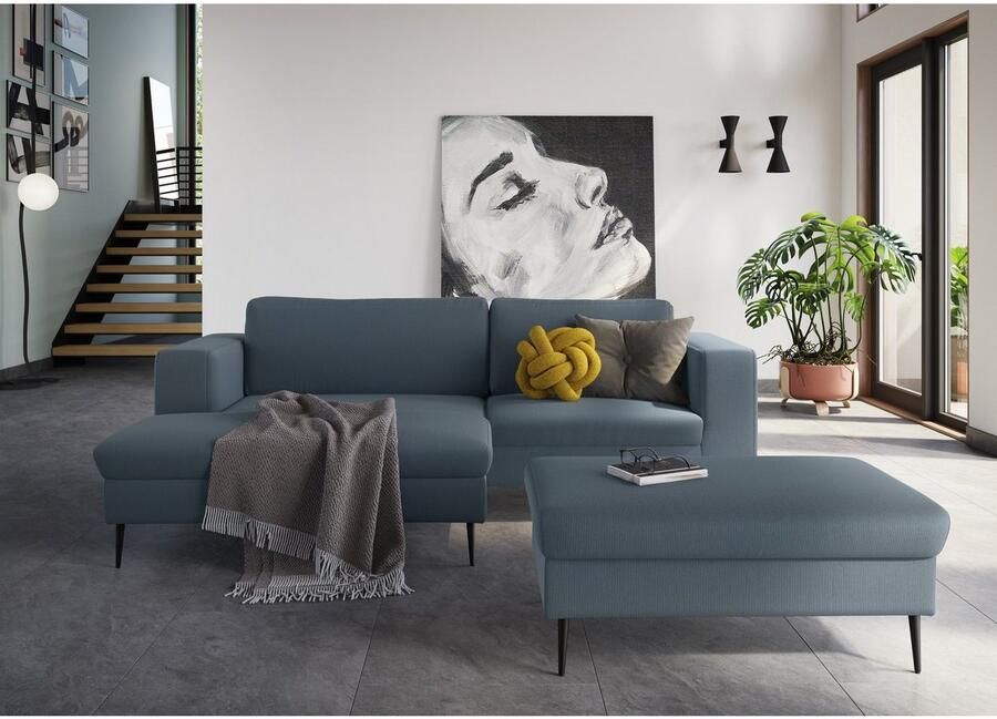 DOMO collection Hoekbank Modica compact en elegant breedte 244 L-vorm moderne uitstraling met extra brede chaise longue ook in corduroy - Foto 2